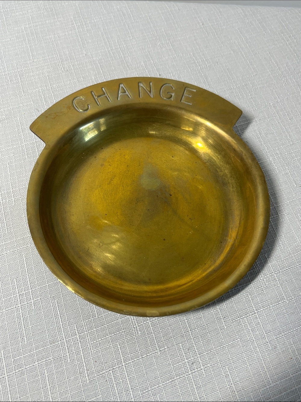 Vintage Brass 'CHANGE' Coin Dish - some patina
